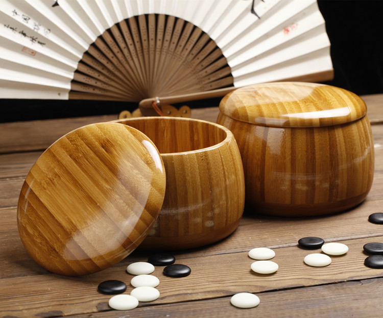 楠竹抗裂实木圆形大号专业围棋棋罐小号连珠围棋