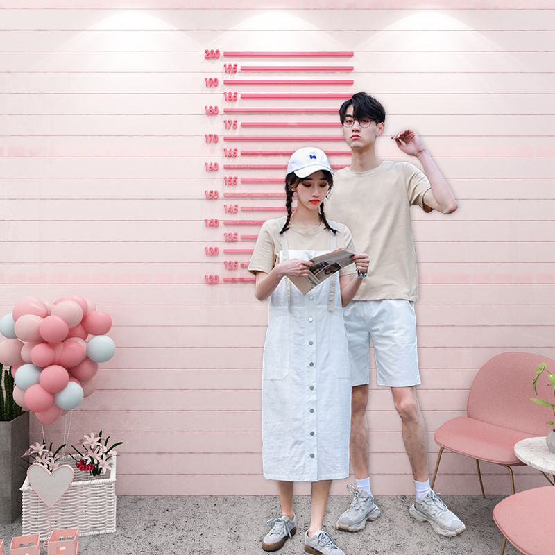 网红打卡背景墙创意拍照区直播间布置身高贴3d立体奶茶店壁纸装饰