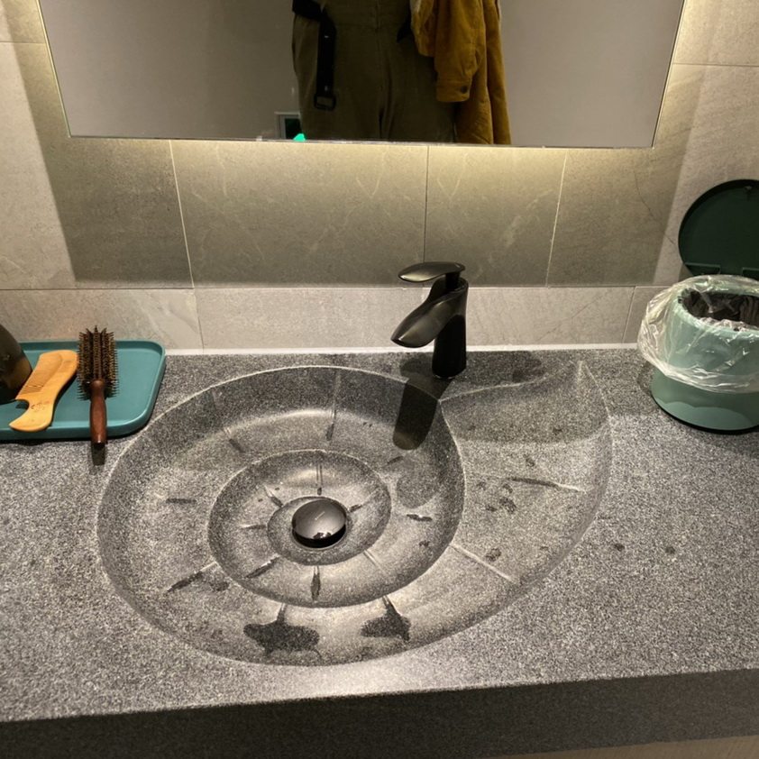 大理石洗手盆石头水池餐厅一体台面石材洗脸盆欧式台上盆