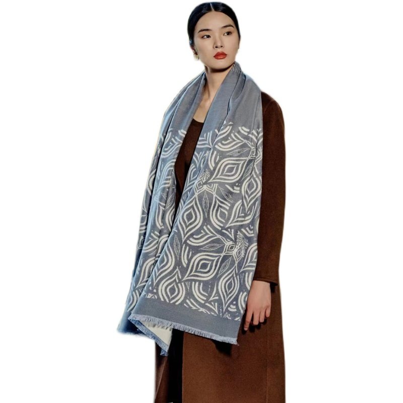 wensli万事利2021秋冬凤凰之家专柜新款真丝丝绒围巾