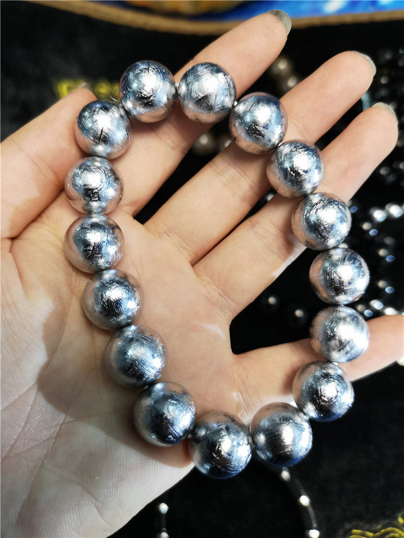 陨石天铁手镍铁14mm珠子佛珠念珠陨铁天珠手链手链
