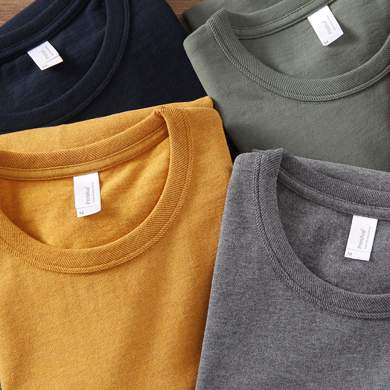 高版本厚实短袖滚领磨毛碳素复古咔叽美棉重磅t恤