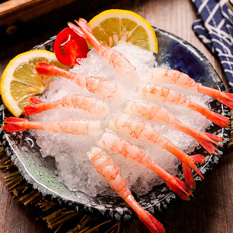 北极日料包海鲜食材冷冻生鲜90尾去头甜虾三顿冻虾