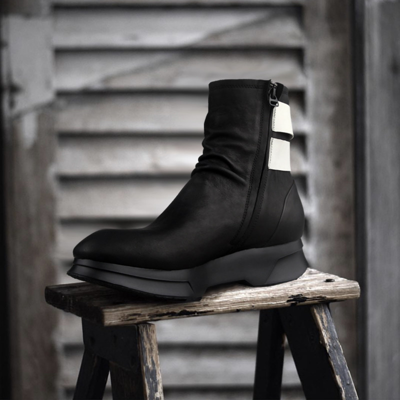 奈瑟高街撞色高帮鞋机能风男松糕厚底休闲鞋增高高帮鞋