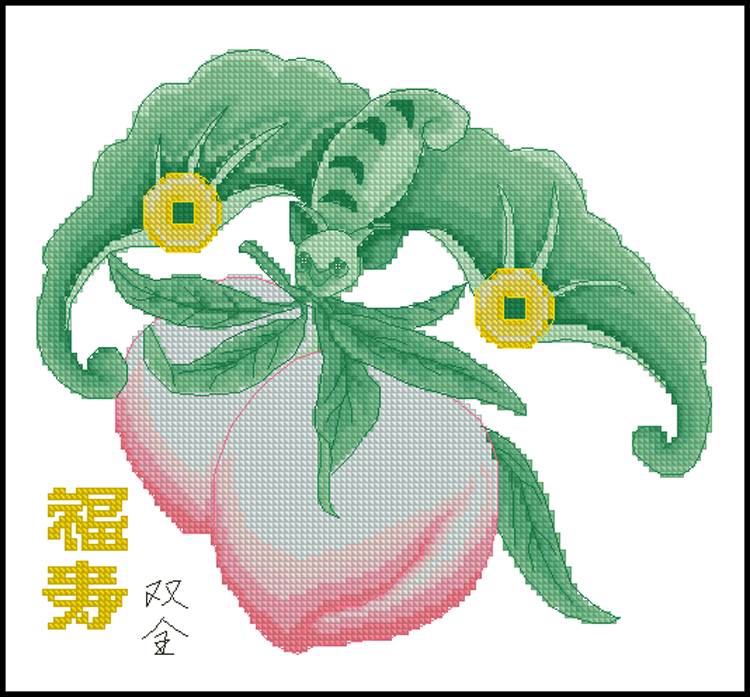 胡丽丽寿桃布可选花印印花精准福寿双全蝙蝠套件dmc十字绣套件