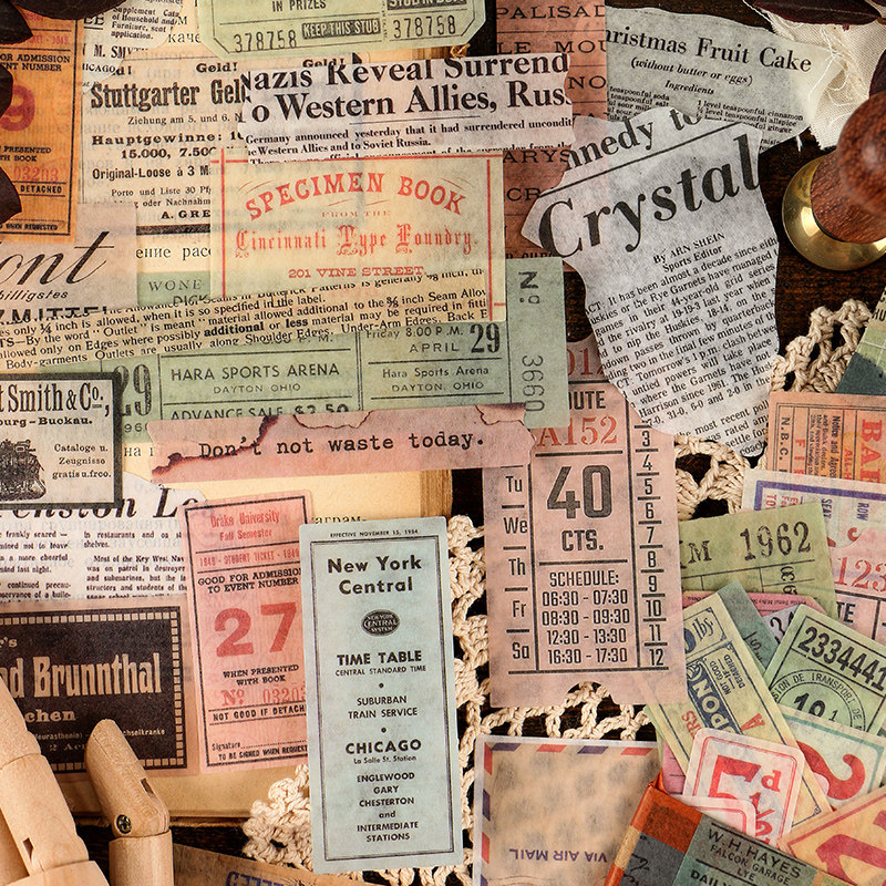 时光远游复古手帐素材贴纸怀旧英文贴纸