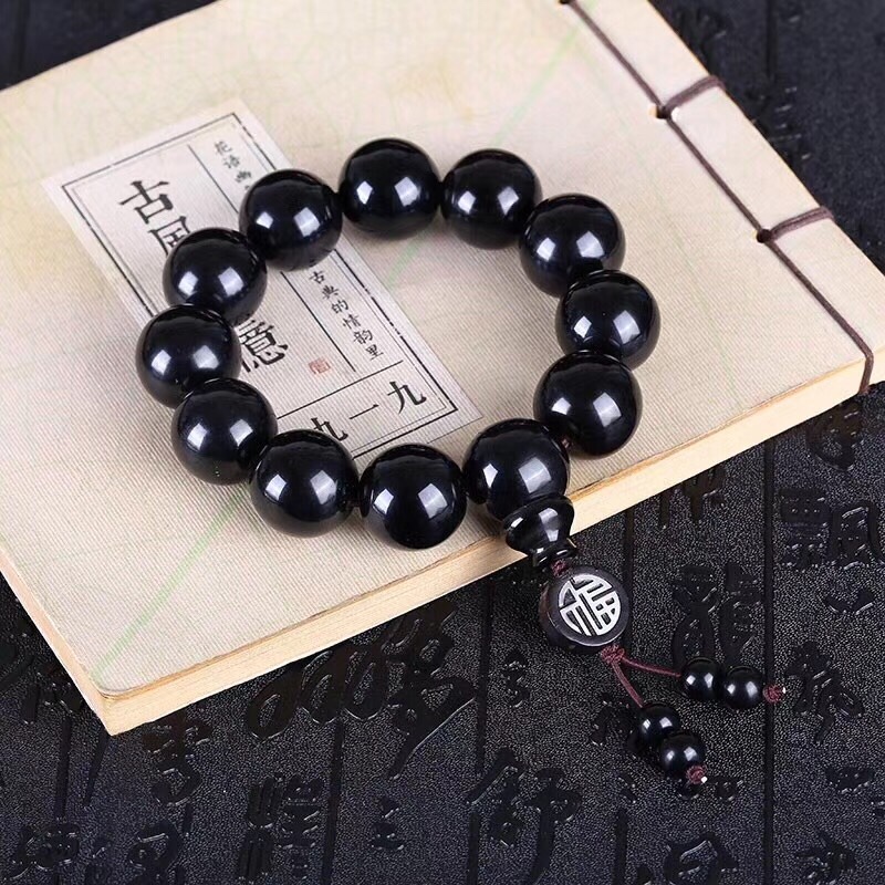 正宗可可西里全黑老料羊角手链高抛款角质佛珠手串手链