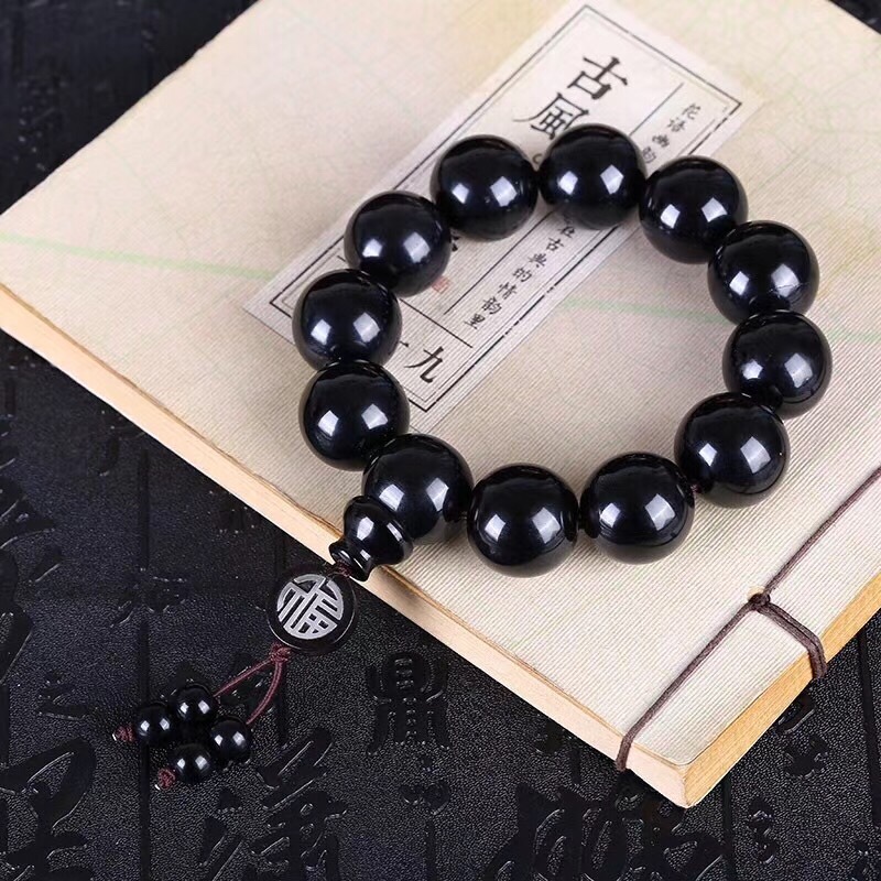 正宗可可西里全黑老料羊角手链高抛款角质佛珠手串手链