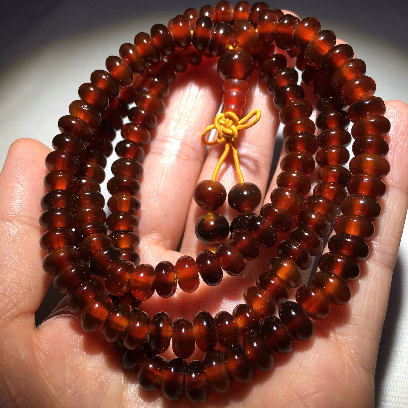 天然山龟甲佛珠手链满血龟壳算盘108颗手串血甲男手链