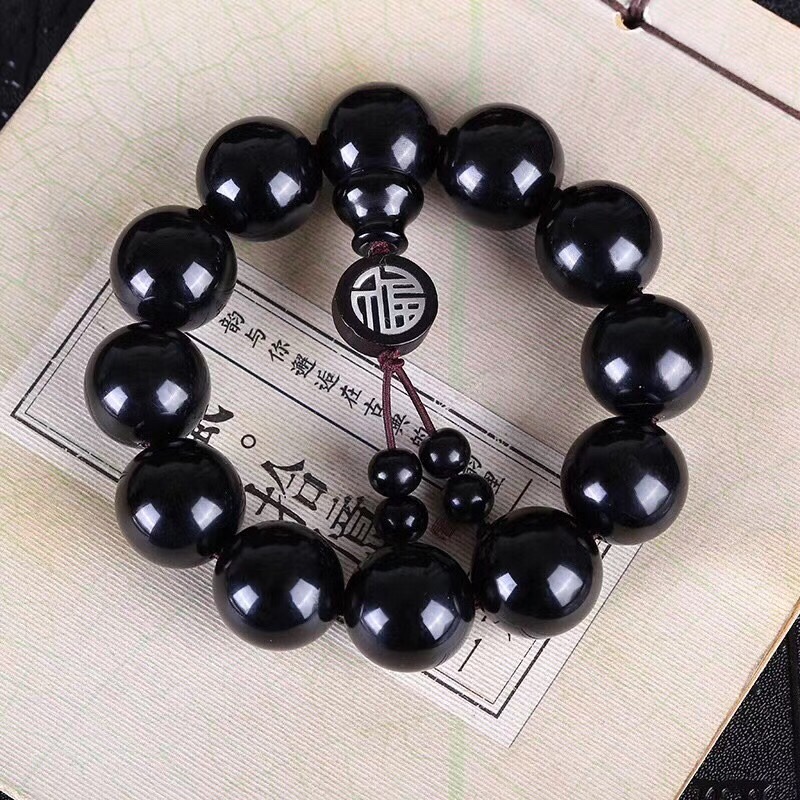 正宗可可西里全黑老料羊角手链高抛款角质佛珠手串手链