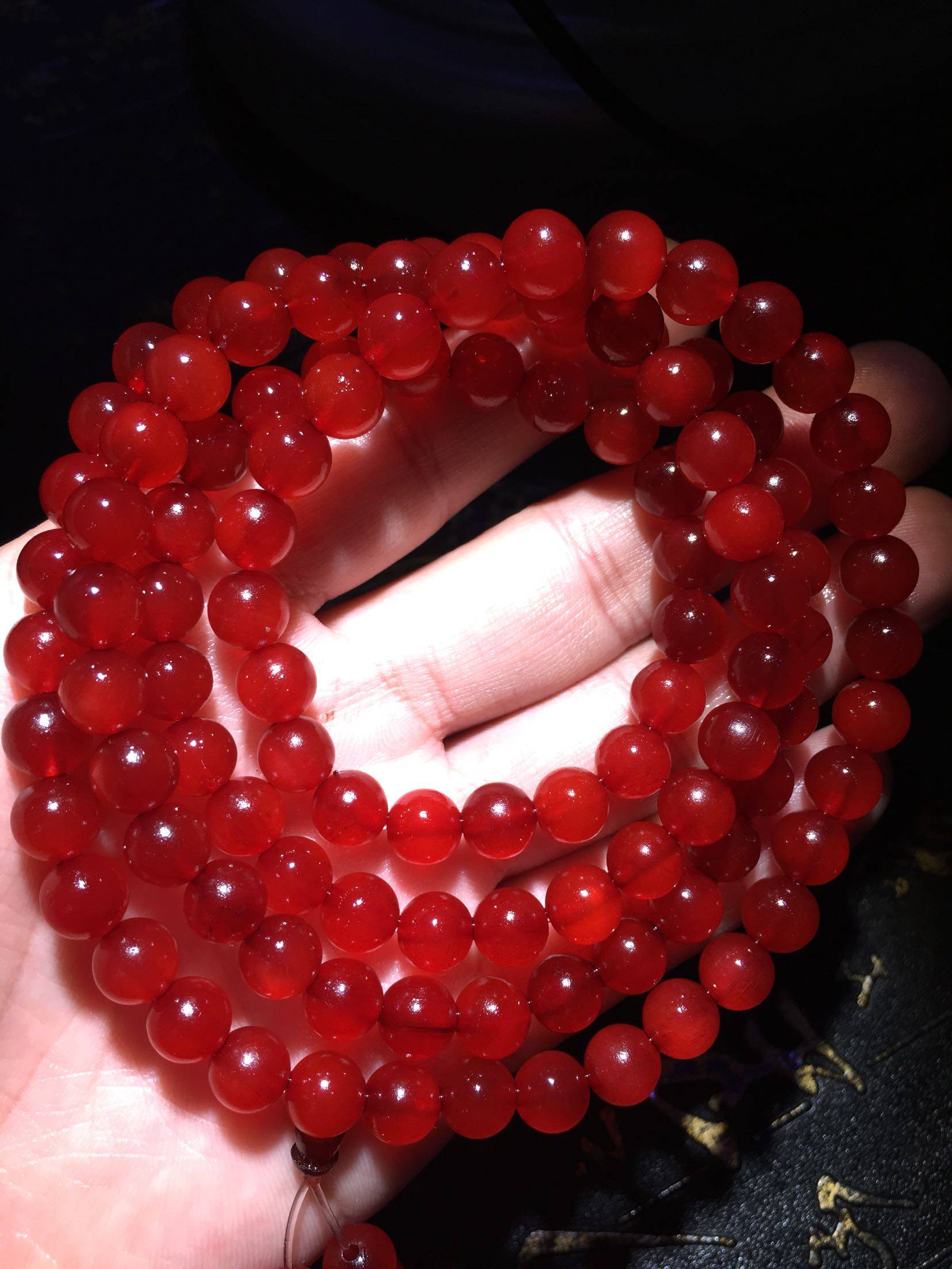 红色108颗女款佛珠手串西藏大昭寺供养手链