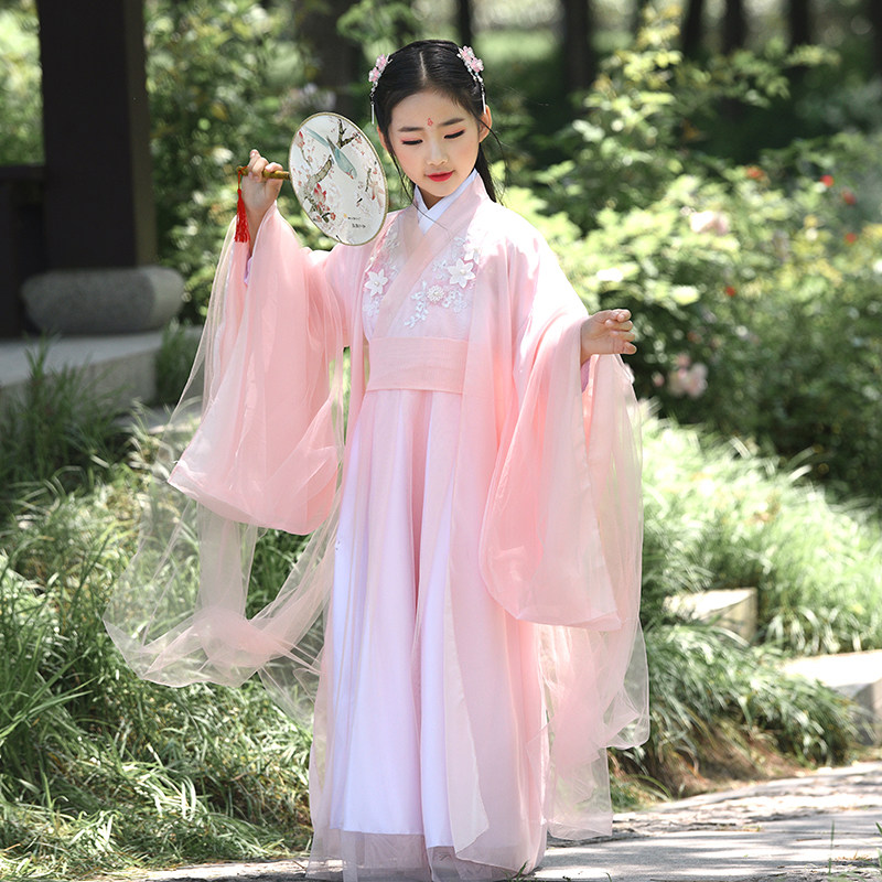 汉服古装童装杨紫锦觅同款儿童超仙中国国风儿童演出服