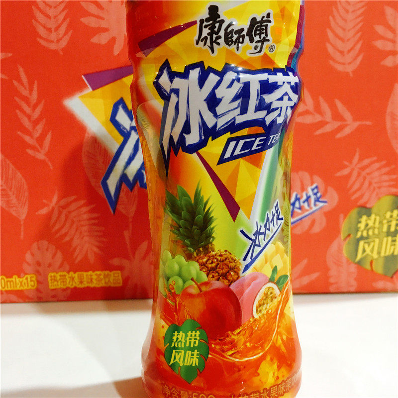 新品特价康师傅冰红茶热带风味饮料500ml15瓶整箱调味茶饮料