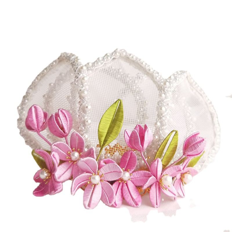 花冠云梦山口网纱莲花发饰古风女冠冠宋代发发饰