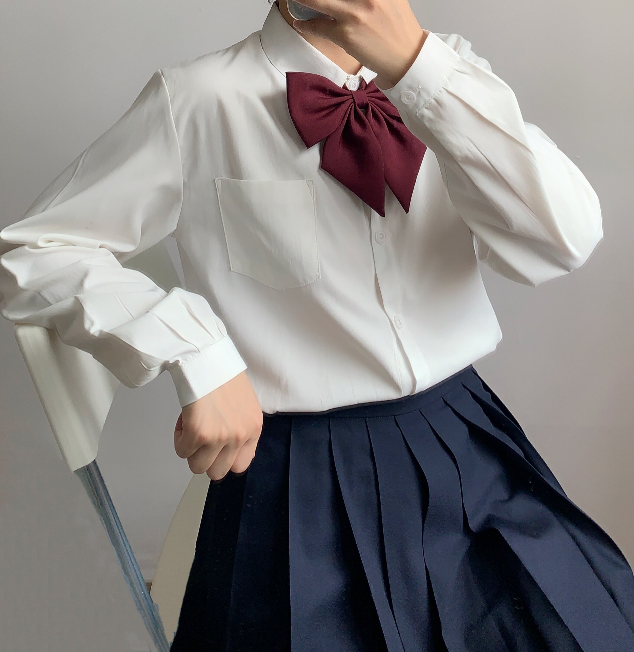 现货基础白色衬衫jk制服日系校服丸襟角不透jk