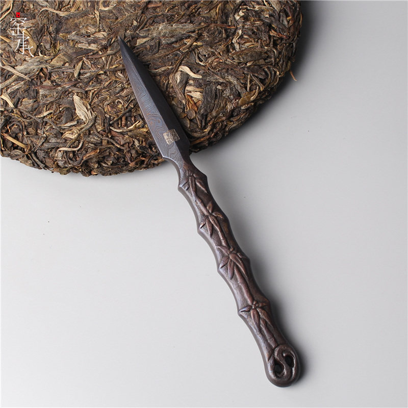 窑承锻打茶针茶刀竹韵花纹百炼手工高档龙全茶道