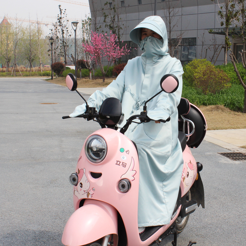 电动车防晒衣女夏季薄款全身遮阳防紫外线连帽摩托车电动车防晒衣