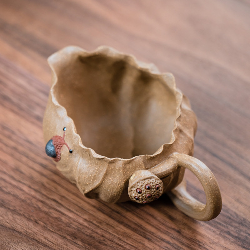 宜兴原矿紫砂仿生荷叶公道杯全手茶器茶具莲蓬公道杯