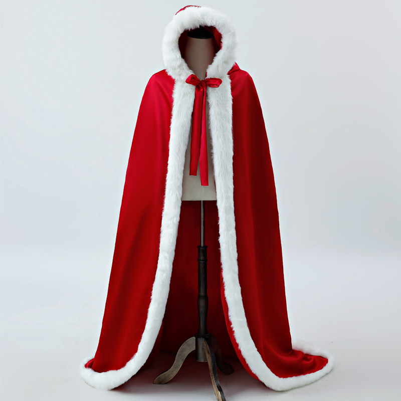 披风2019新款连帽红色斗篷春秋秋冬季结婚白色围巾