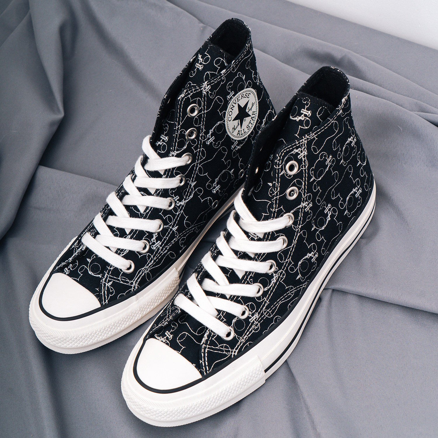 匡威converseaddictundercover高桥联名黑色小熊高帮帆布鞋帆布鞋