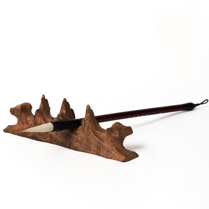 随形红木雕刻山形毛笔搁毛笔架笔山笔搁鸡翅木笔架