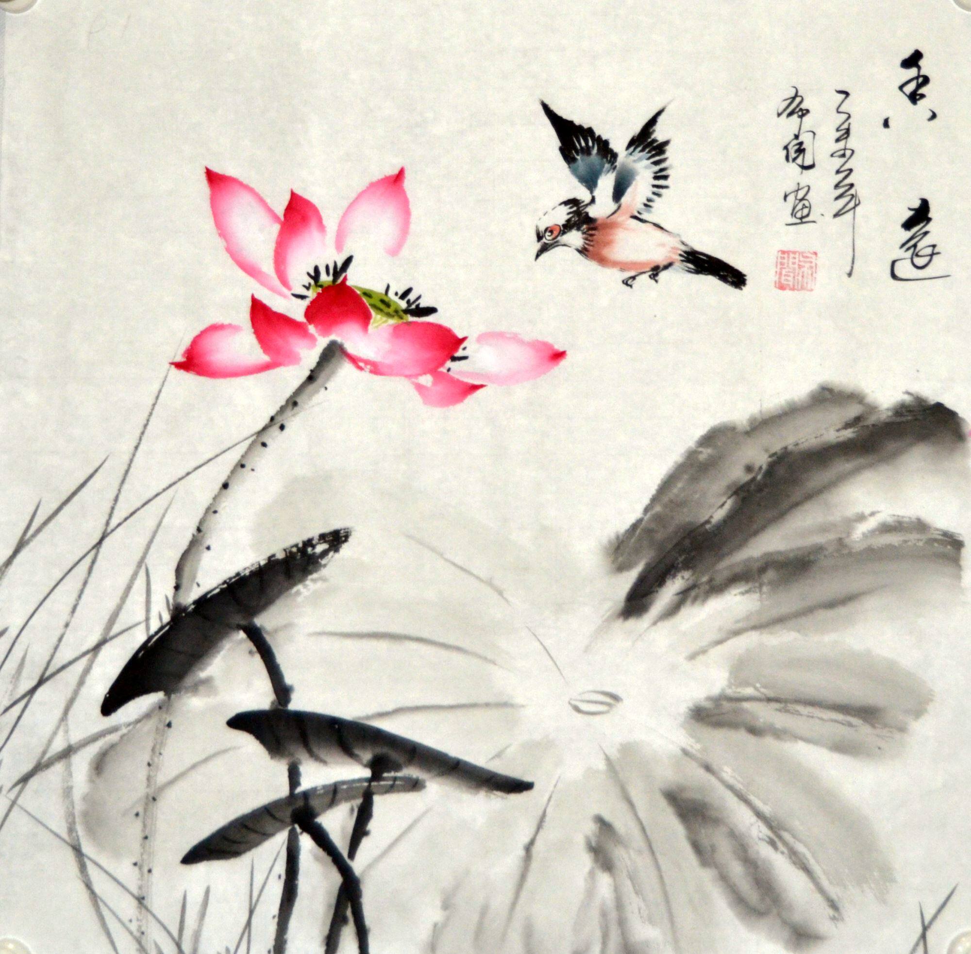 布闻三尺斗方水墨荷花国画花鸟画字画客厅手绘国画