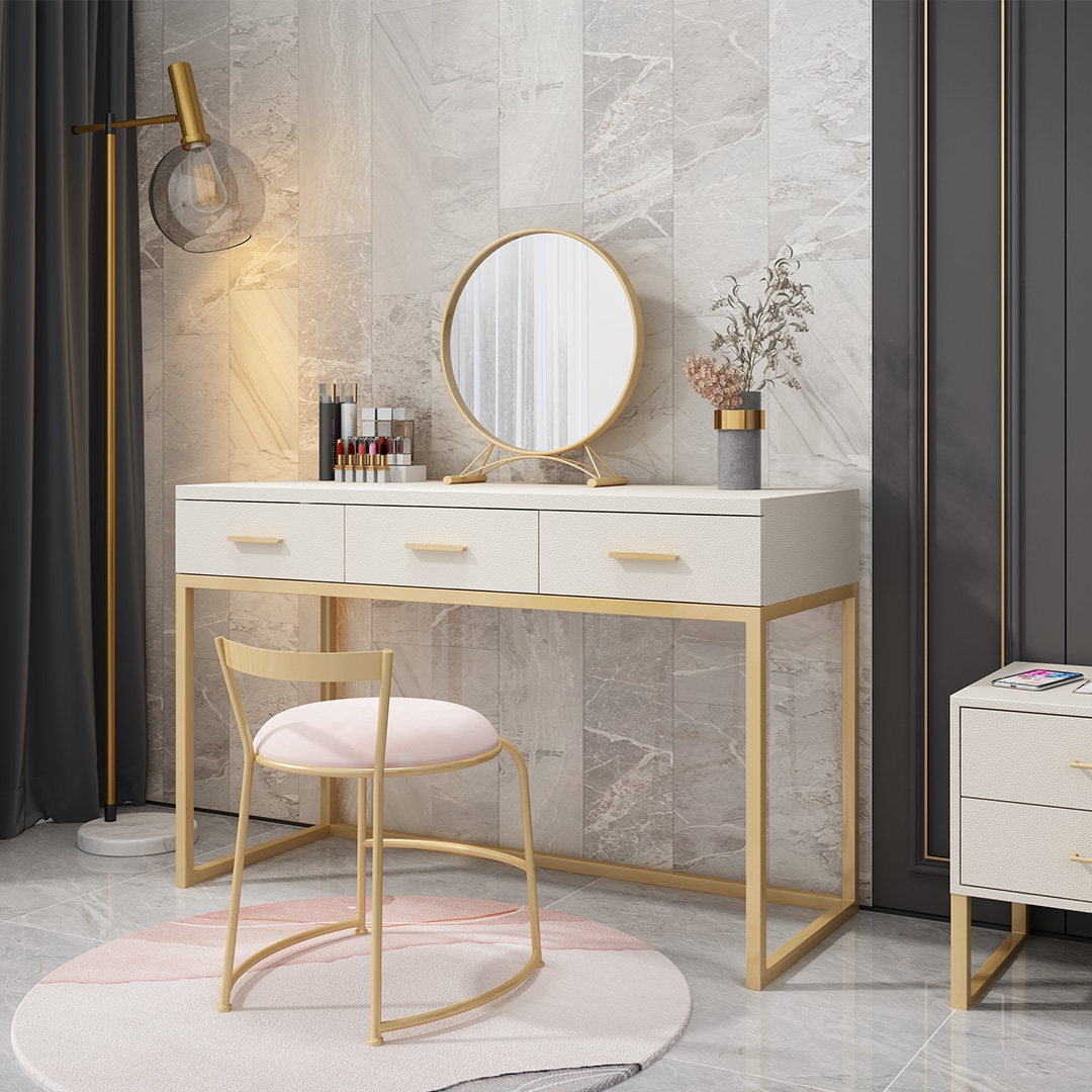 轻奢梳妆台卧室现代简约高档高档化化妆网红ins实木梳妆台