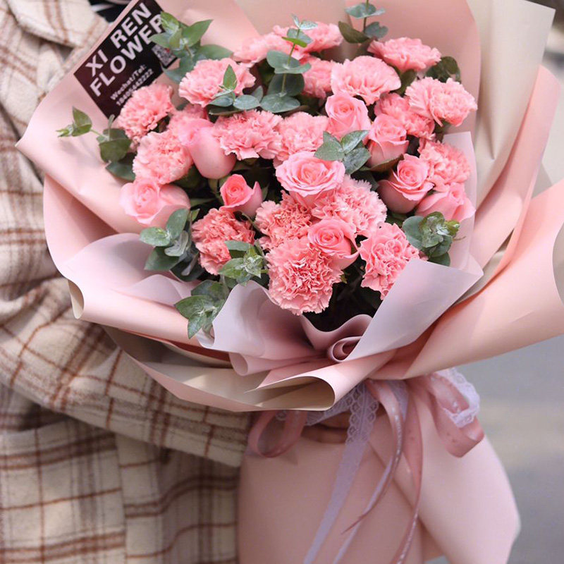 花束韩式母亲节康乃馨混搭鲜花速递同城北京送花妈妈鲜花速递同城