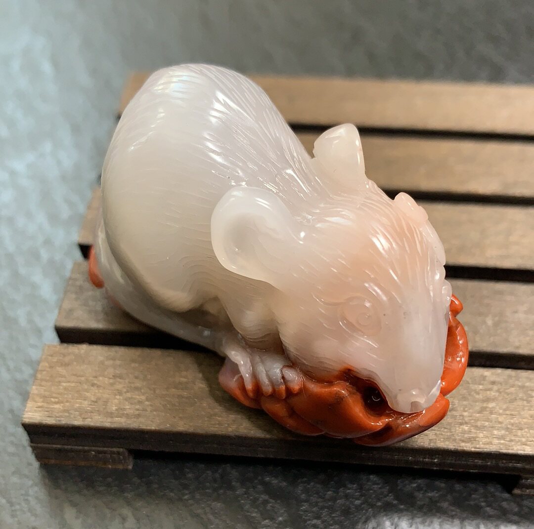 天然玉石黄龙玉生肖老鼠吊坠挂件手把件毛衣链鼠小摆件包邮