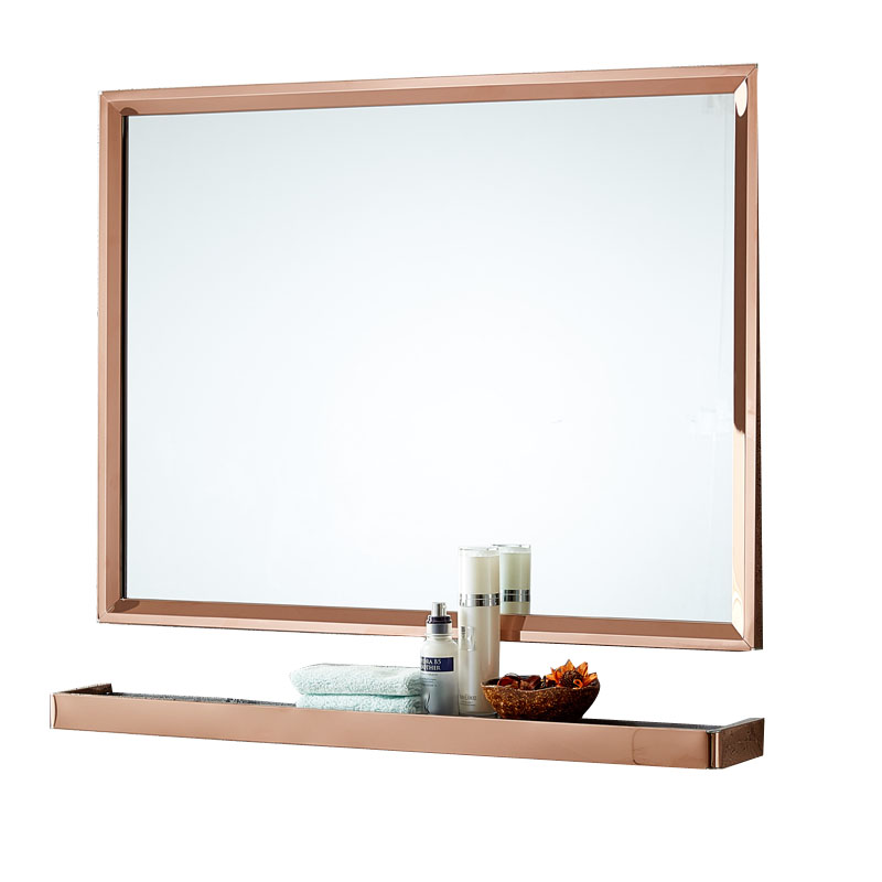 镜子卫生间玫瑰金浴室浴室洗手间洗漱台镜不锈钢包边浴室镜
