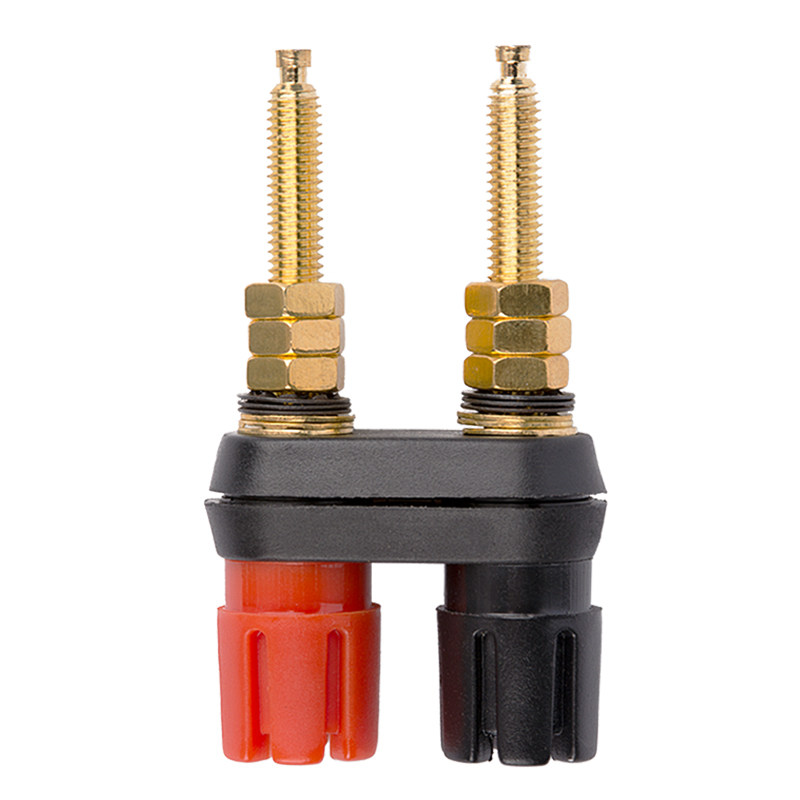 接线镀金金红连体双位加长功放两位端子4mm接线柱