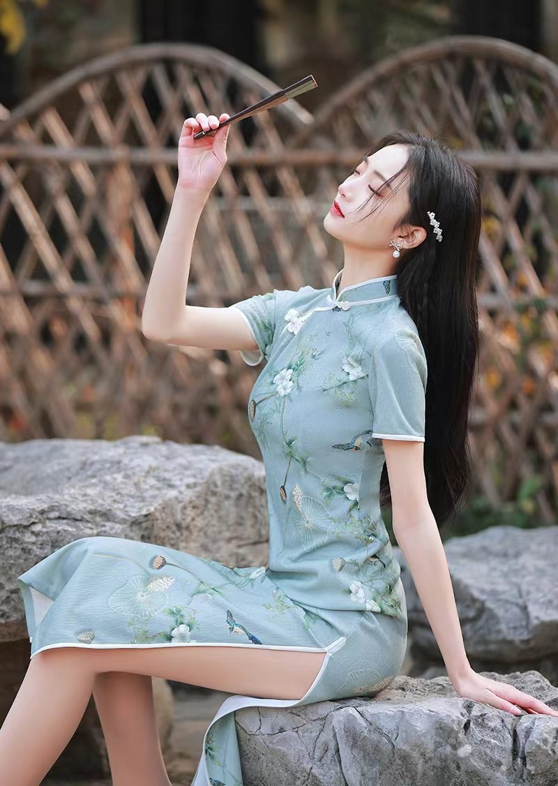 壹念定制青荷江南气质复古旗袍旗袍