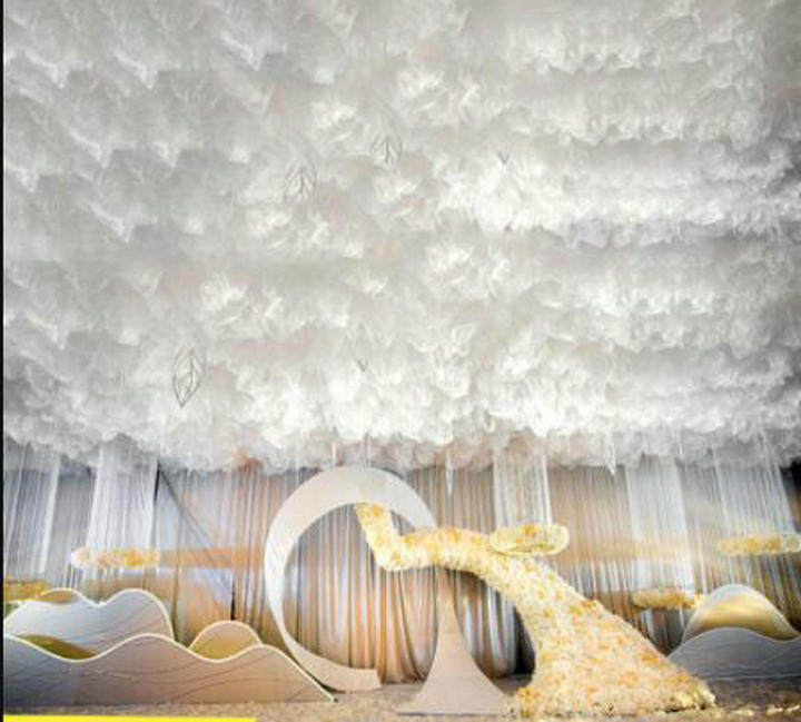 纱幔新款婚庆道具背景吊顶顶部装饰波浪云顶拱门