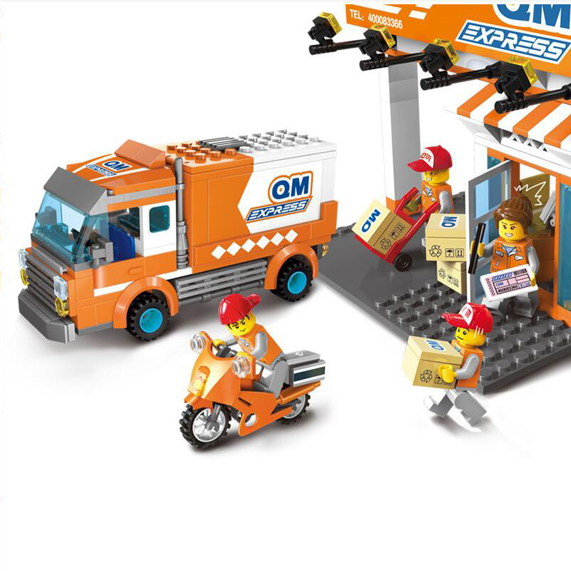 乐高城市系列顺丰快递拼装汽车摩托车小颗颗粒塑料积木