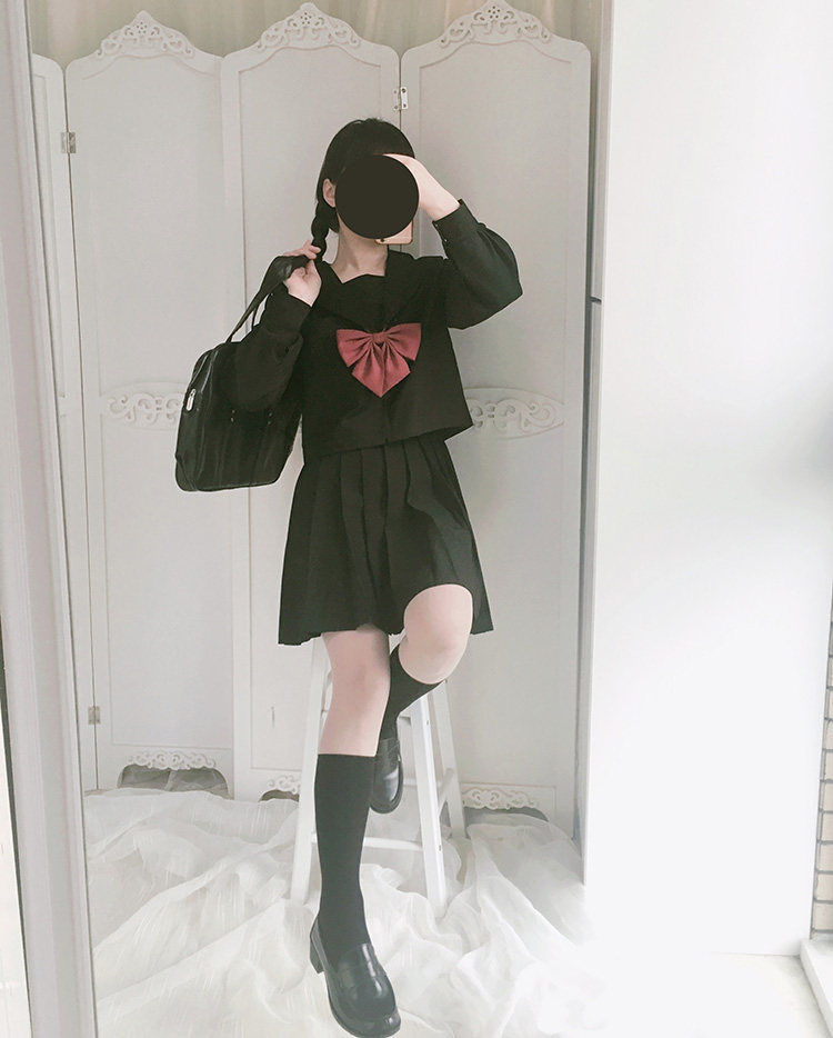 现货纯黑襟无本百搭显瘦日常水手新款正统jk学生校服