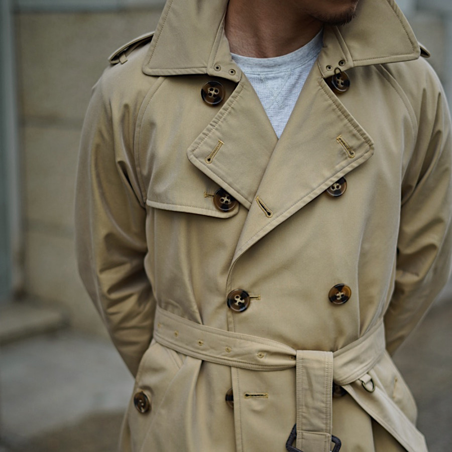 thekiller男士中长战壕风衣双排扣插肩袖大衣春秋风衣