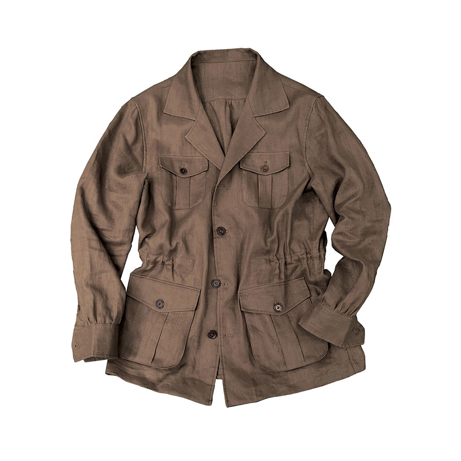 thekiller男游猎无结构夹克safari棕色男士抗皱亚麻夹克