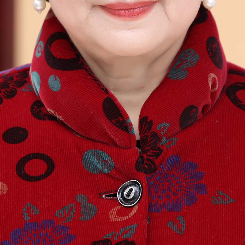 老年人冬装棉衣奶奶灯芯绒棉袄加绒老人厚外套70岁中老年女装