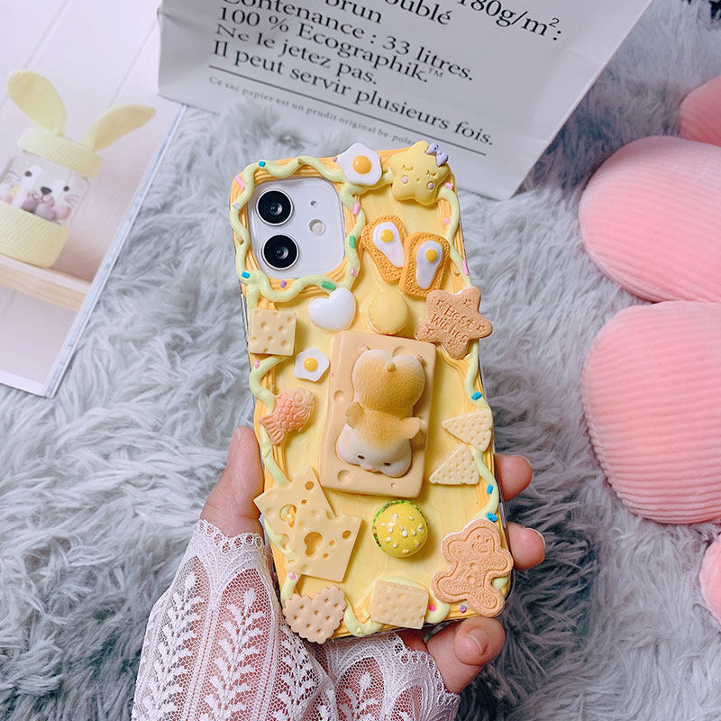 适用华为nova98pro奶油胶手机壳可爱奶酪仓鼠nova57se手工成品