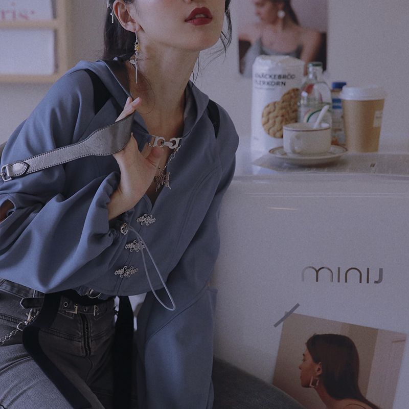 JZ匠子 卫衣女装潮ins风薄款韩版宽松设计感小众短款加厚慵懒上衣