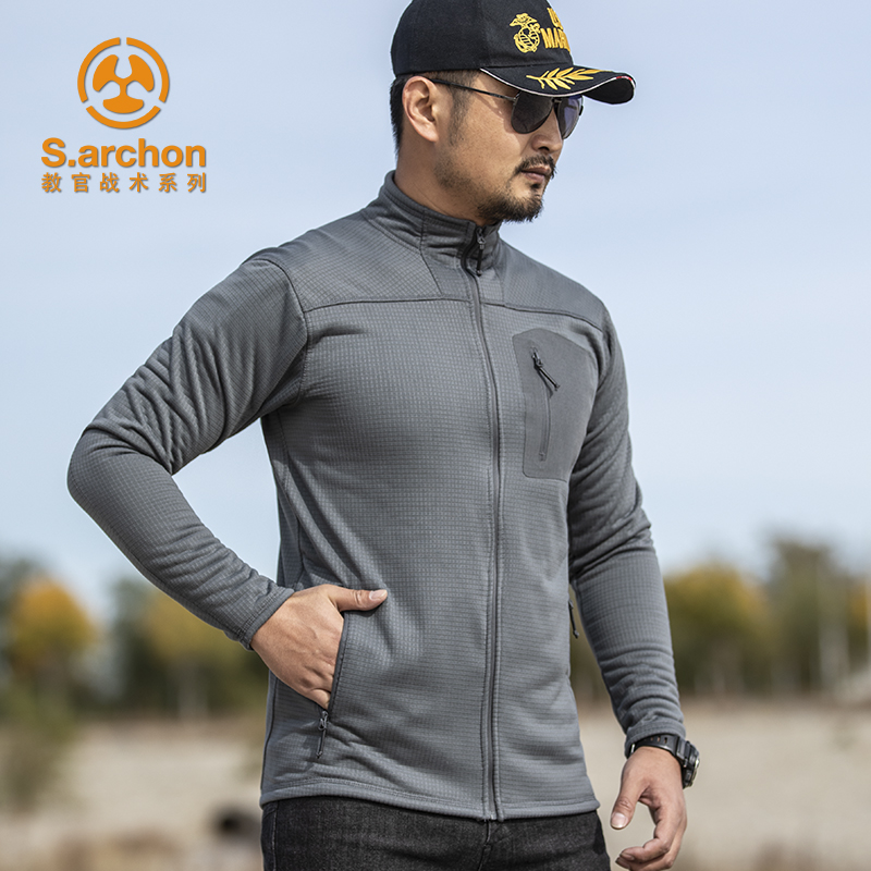 春秋户外男摇粒绒开衫保暖外套军迷冲锋衣内胆加厚双面飞翼抓绒衣