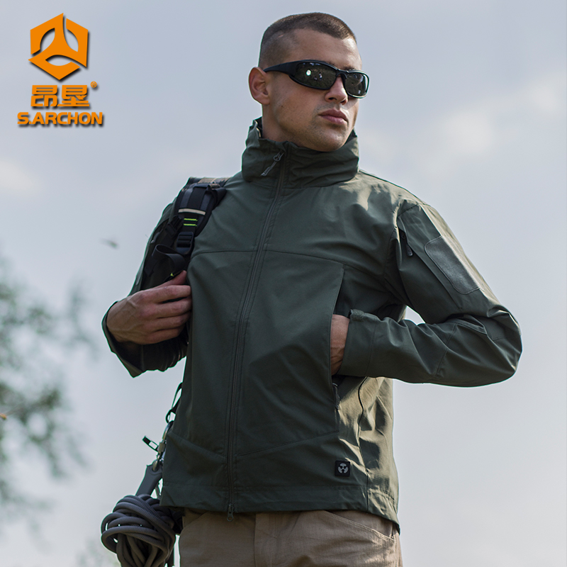 户外软壳冲锋衣男潮防水防风春季加绒透气登山夹克滑雪服战术外套