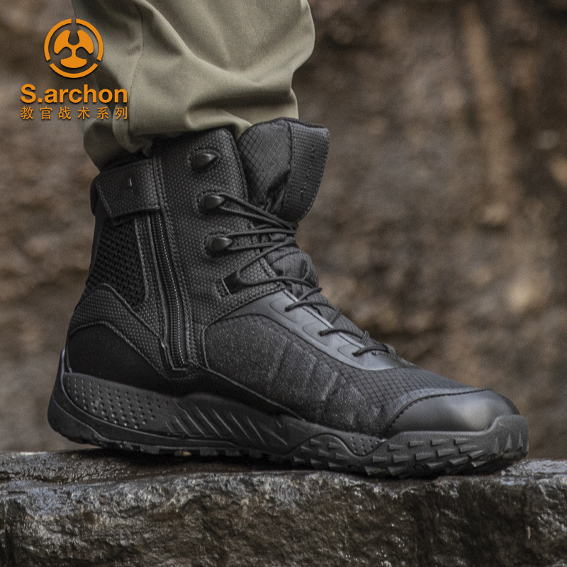 中帮战术靴男冬季超轻耐磨户外防水沙漠靴登山鞋特种兵作战靴