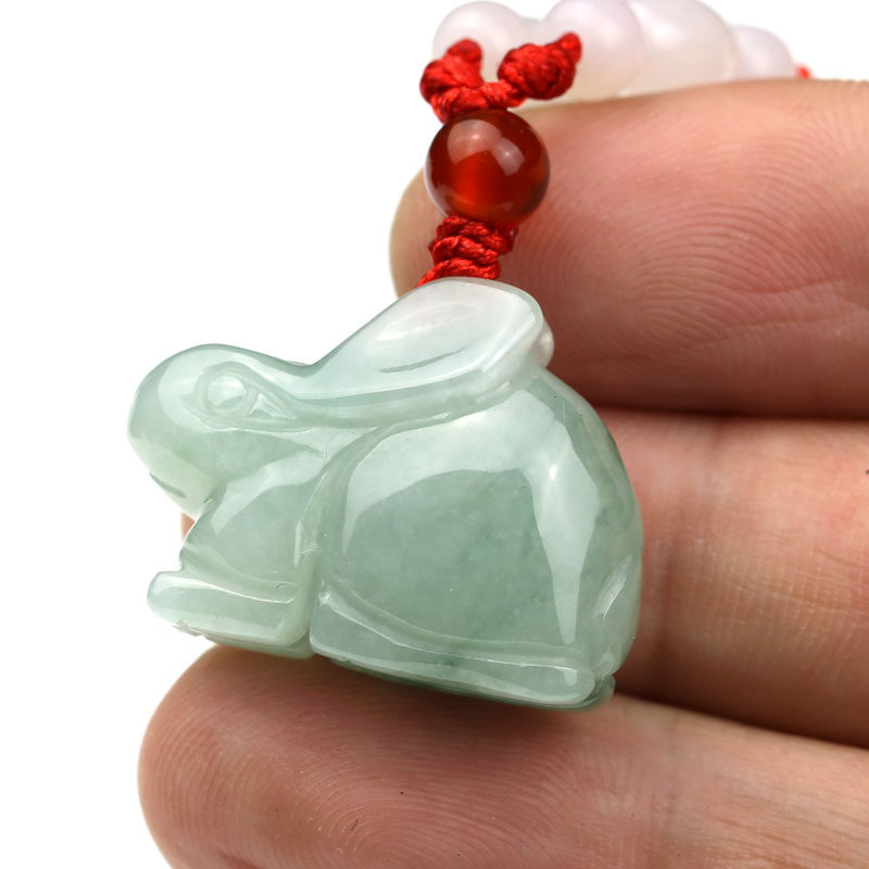 翡翠生肖兔玉吊坠十二生肖属兔玉佩项链男女女款颈饰