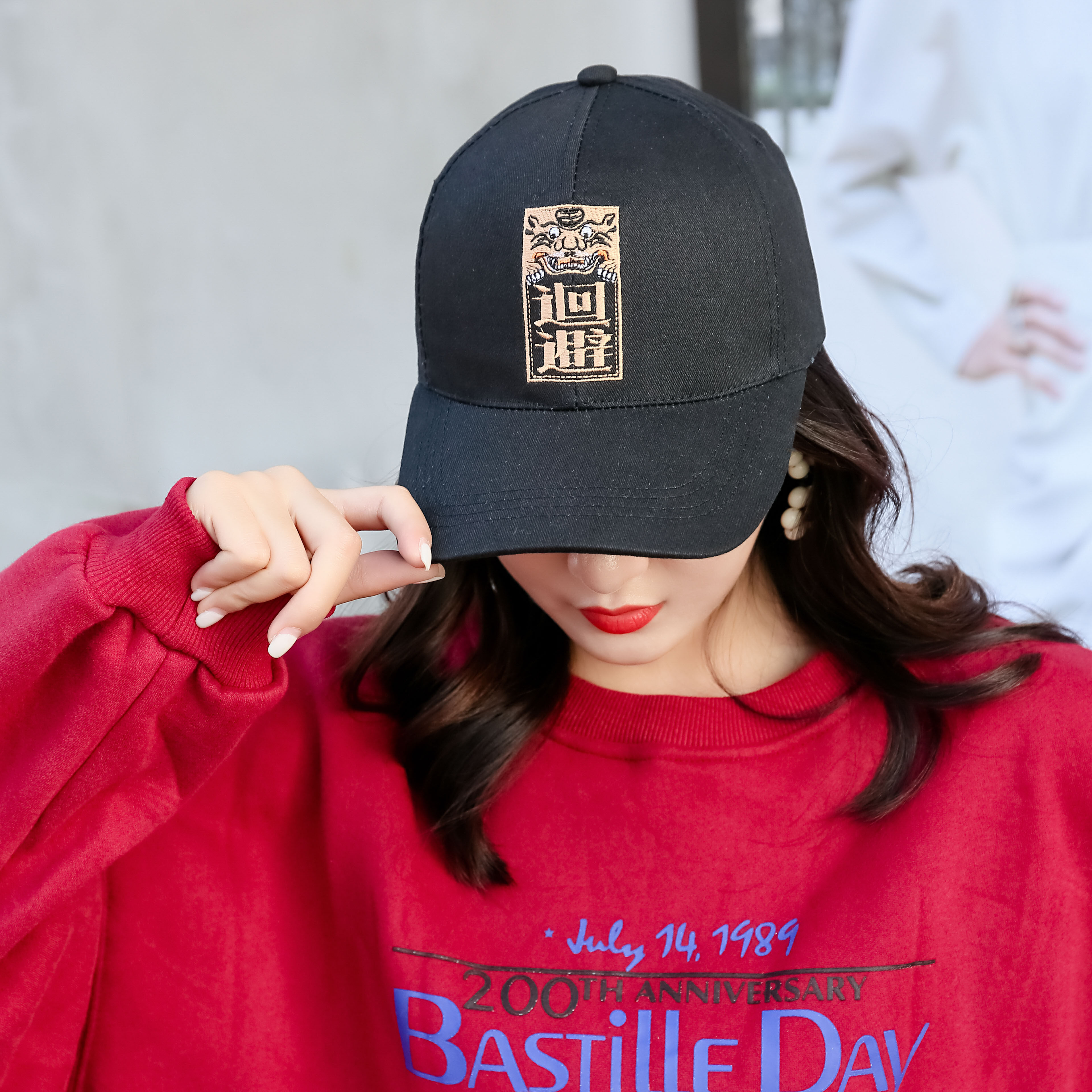 中国风回避肃静棒球帽女虎头刺绣个性酷帅国潮威武霸气鸭舌帽子男