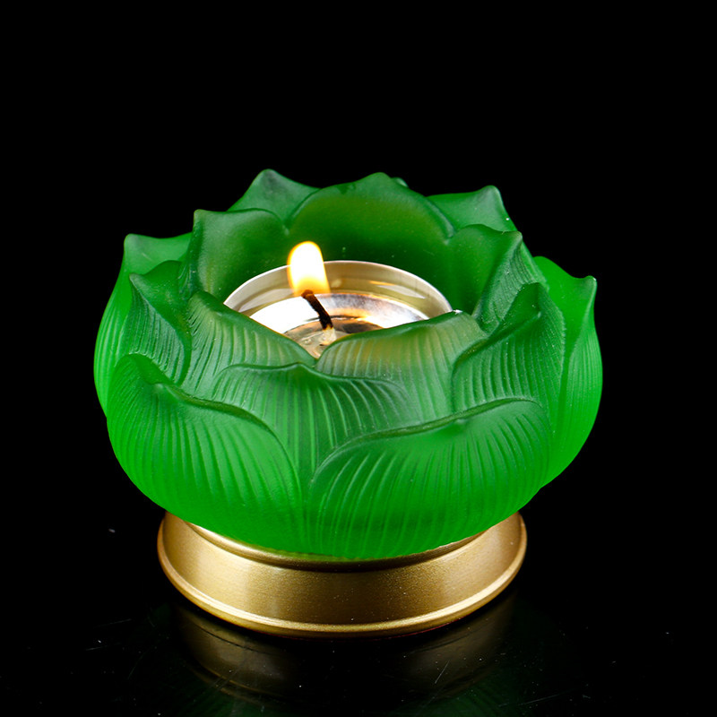 春秋琉璃佛具莲花烛台佛前贡灯酥油供灯家居摆件装饰佛教用品佛堂