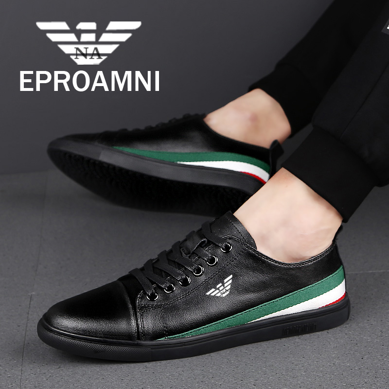 利登阿玛尼男鞋真皮皮鞋休闲鞋男士韩版板鞋透气系带鞋英伦小白鞋