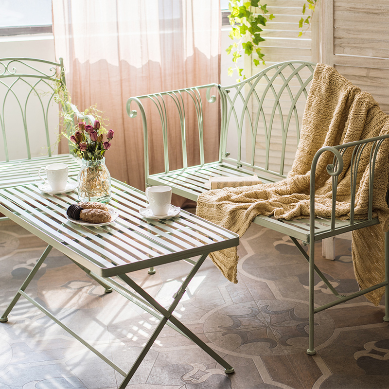 【掬涵】下午茶铁艺桌椅 装饰家具双人椅 桌子可折叠茶几边桌户外