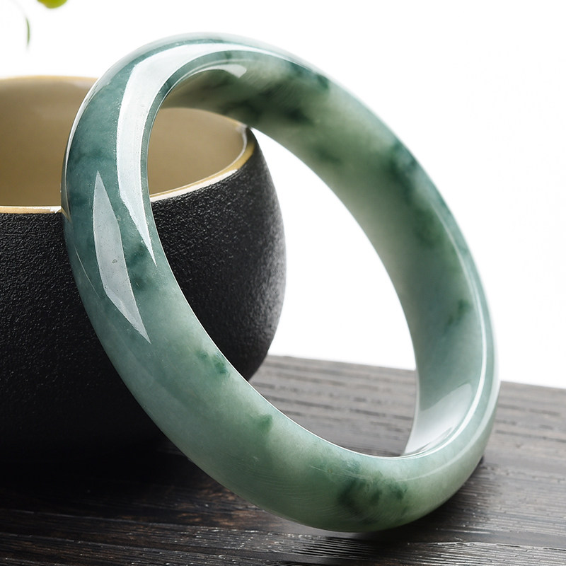 亿珍阁缅甸翡翠a货冰糯种水润飘花玉手镯 天然玉石玉镯送妈妈多款