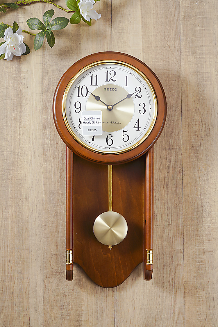 seiko日本精工挂钟木制整点音乐客厅欧式复古挂钟